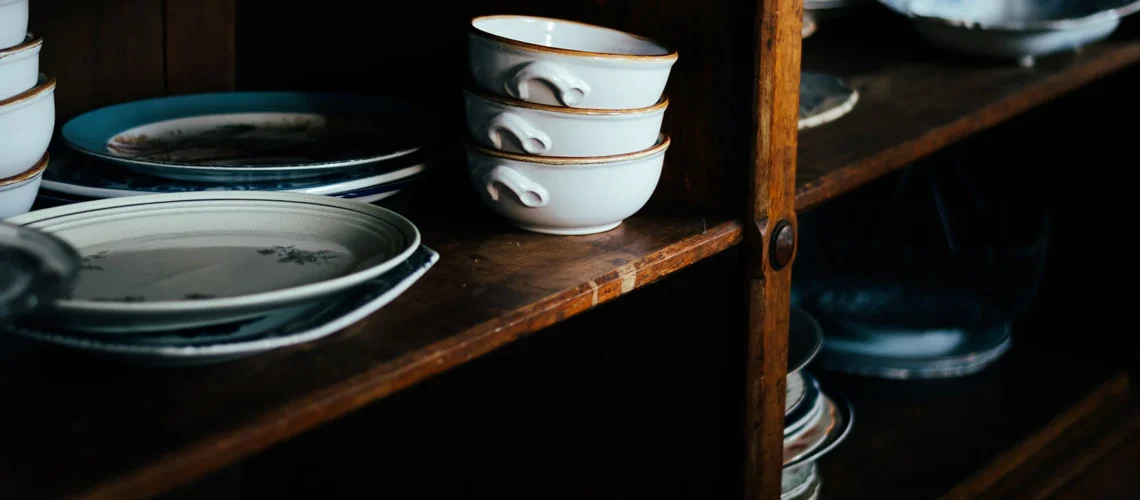 Shelf with plates