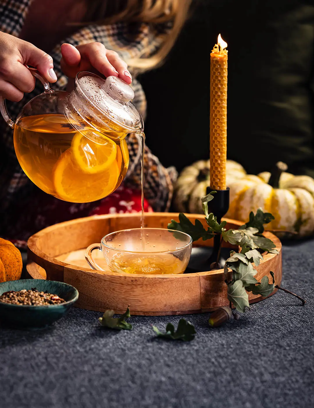 Orange tea in the evening